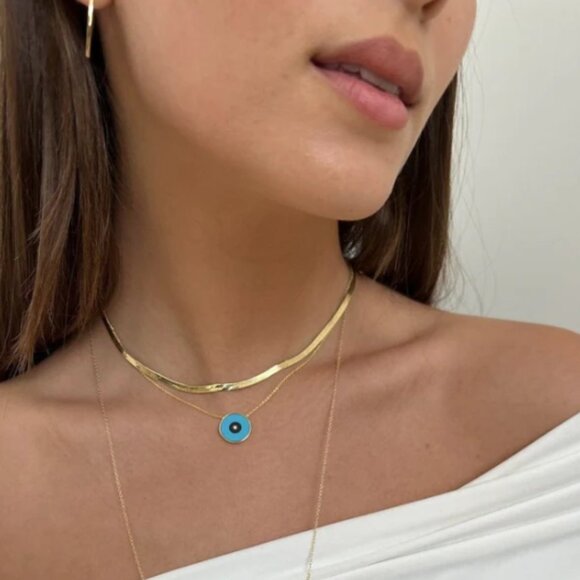 Jennifer Zeuner - 14k Hamilton Gold IP Plating Herringbone Necklace - Picture 2 of 6